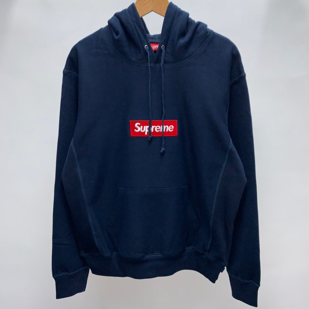 Supreme 16fw Box logo hooded Sweatshirt dark blue (1604131923