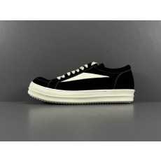 OG 릭 오웬스 스웨이드 빈티지 스니커즈 블랙 밀크 화이트 RU01C4897LVSLPO-911